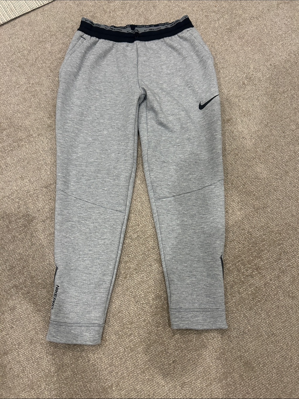 Nike thermafit Gray Sweatpants with Black Swoosh